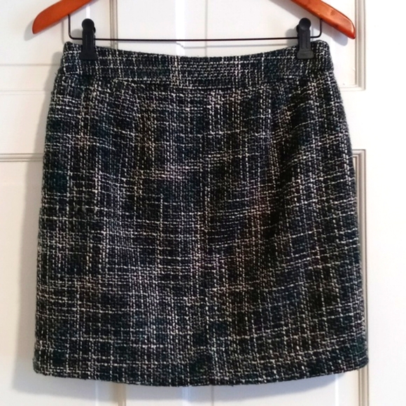 🍁LOFT🍁 - Green/Gray Tweed Wool Blend Skirt - Picture 2 of 11